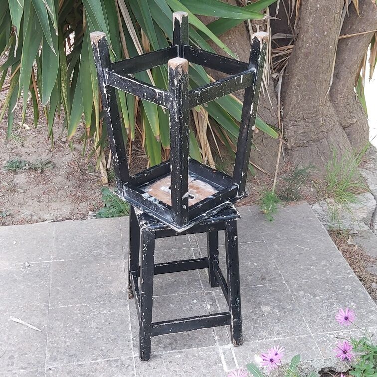 Pair stool painted wood workshop