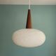 Scandinavian suspension in opaline and teak, 60s