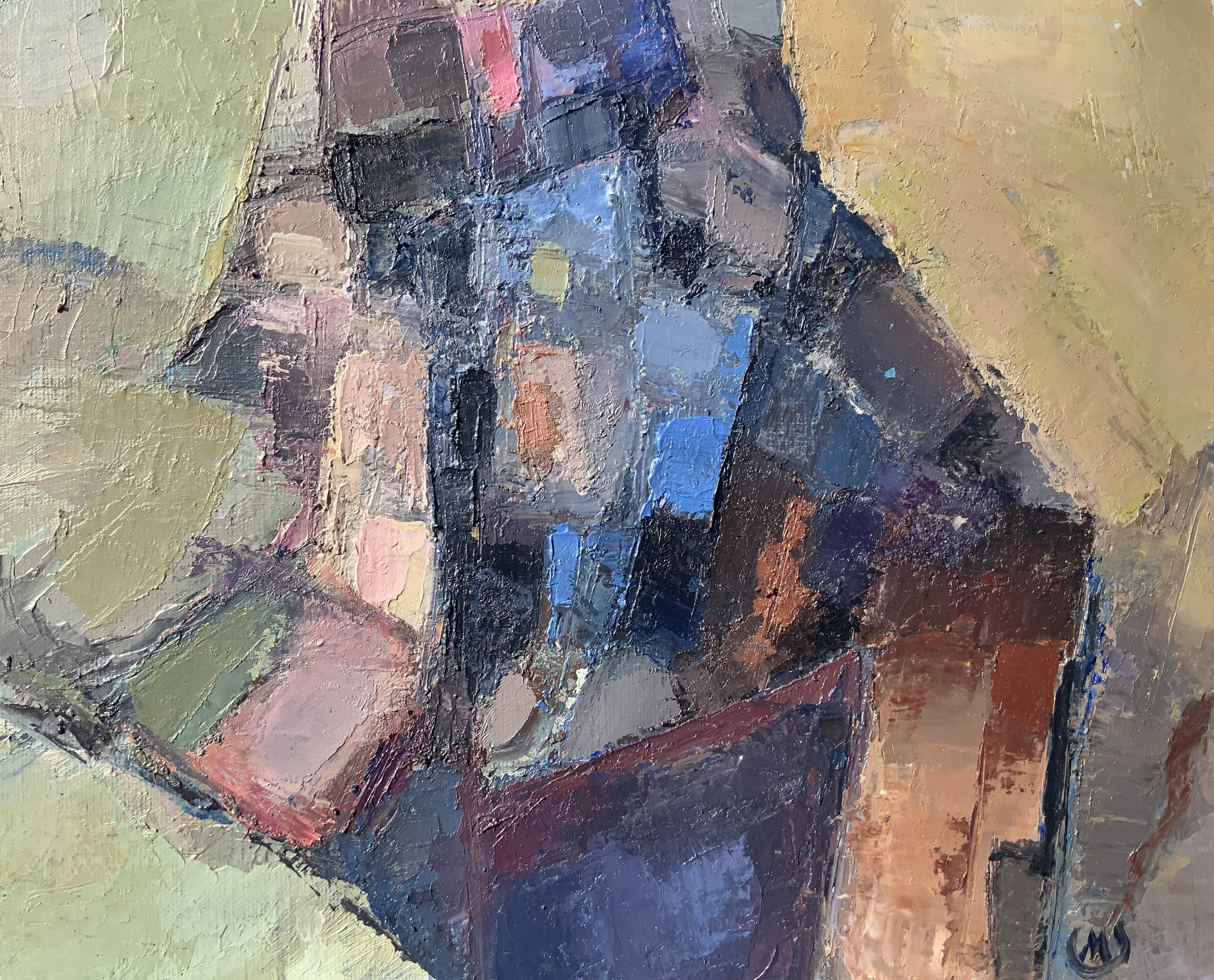 Vintage Modernist Swedish School Abstract Oil Painting