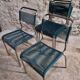 Ensemble de 6 chaises spaghetti françaises avec tabouret assorti – chaises bistrot à cadre chromé – sièges de café vintage empilables – milieu à fin du 20e siècle