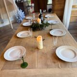 Solid wood farmhouse table with 2 extensions
