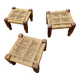 3 Indian wooden and rope stools