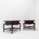 Pair of vintage pagoda tables in faux bamboo with chevron pattern - Maitland & Clasco