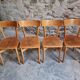 Set of 4 French bistro chairs, beech and plywood, 1960s, mid-century dining chairs.