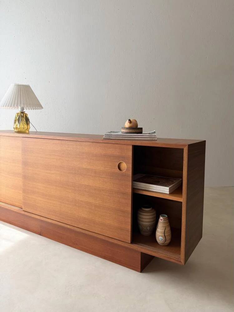 Danish mid-century teak sideboard with sliding doors