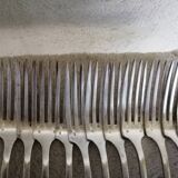 12 Art Deco silver metal bistro forks