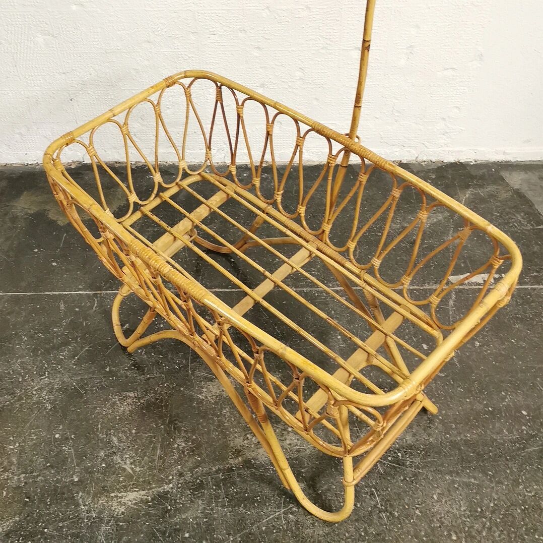 Baby cradle in vintage rattan