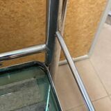 Large vintage rolling trolley in chrome and smoked glass - 1970