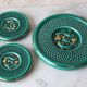 Set of trivets / bottle knife holder barbotine from the 1950s.