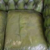 Canapé chesterfield 2,5 places en cuir de vache vert