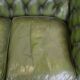 Stylish, English green cow leather spacious 2.5 seater chesterfield sofa