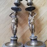 Pair of bronze candle holders