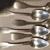 grâgout spoons, plain, monogrammed, solid silver