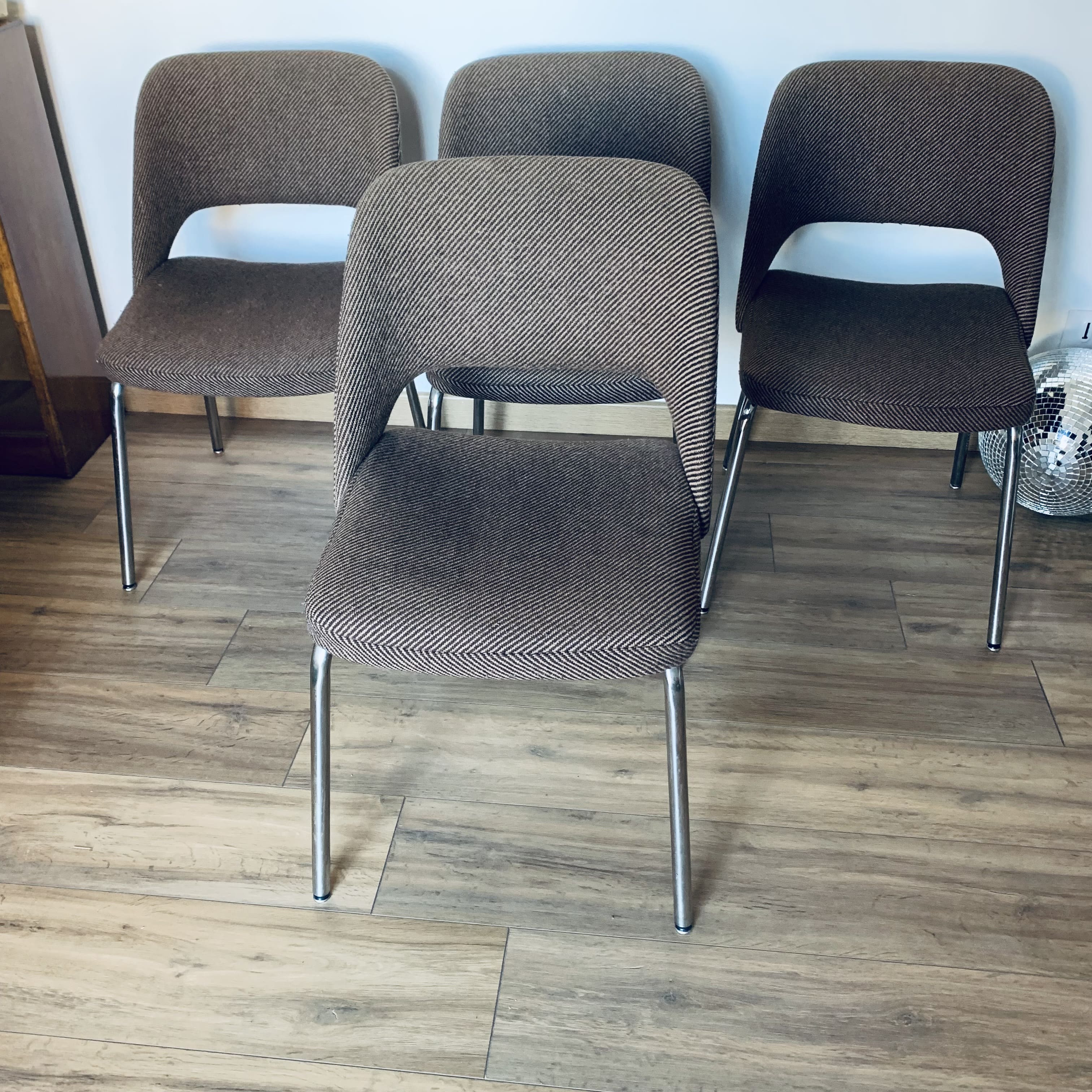 4 fabric and metal chairs