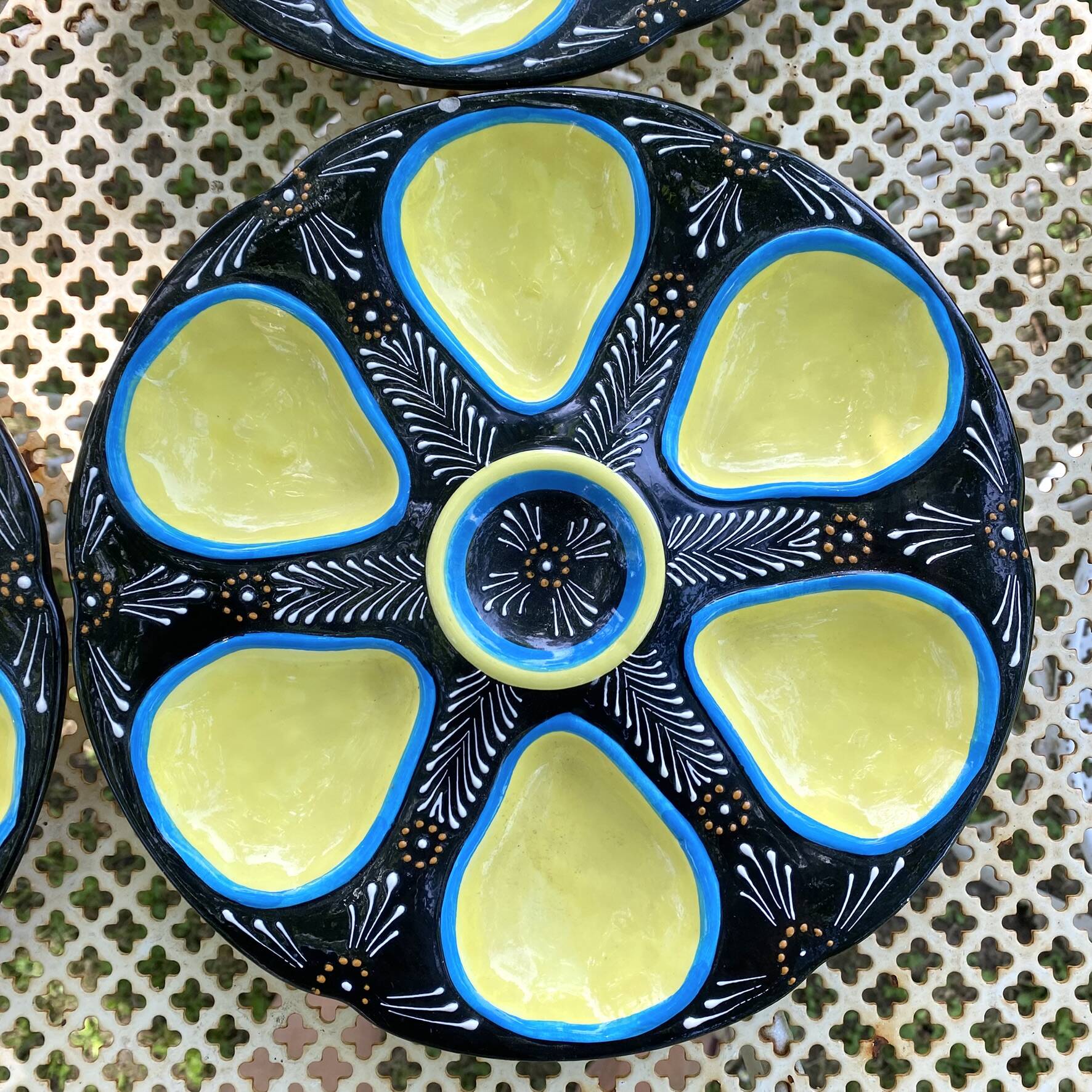 Oyster plates Quimper tableware or wall decoration