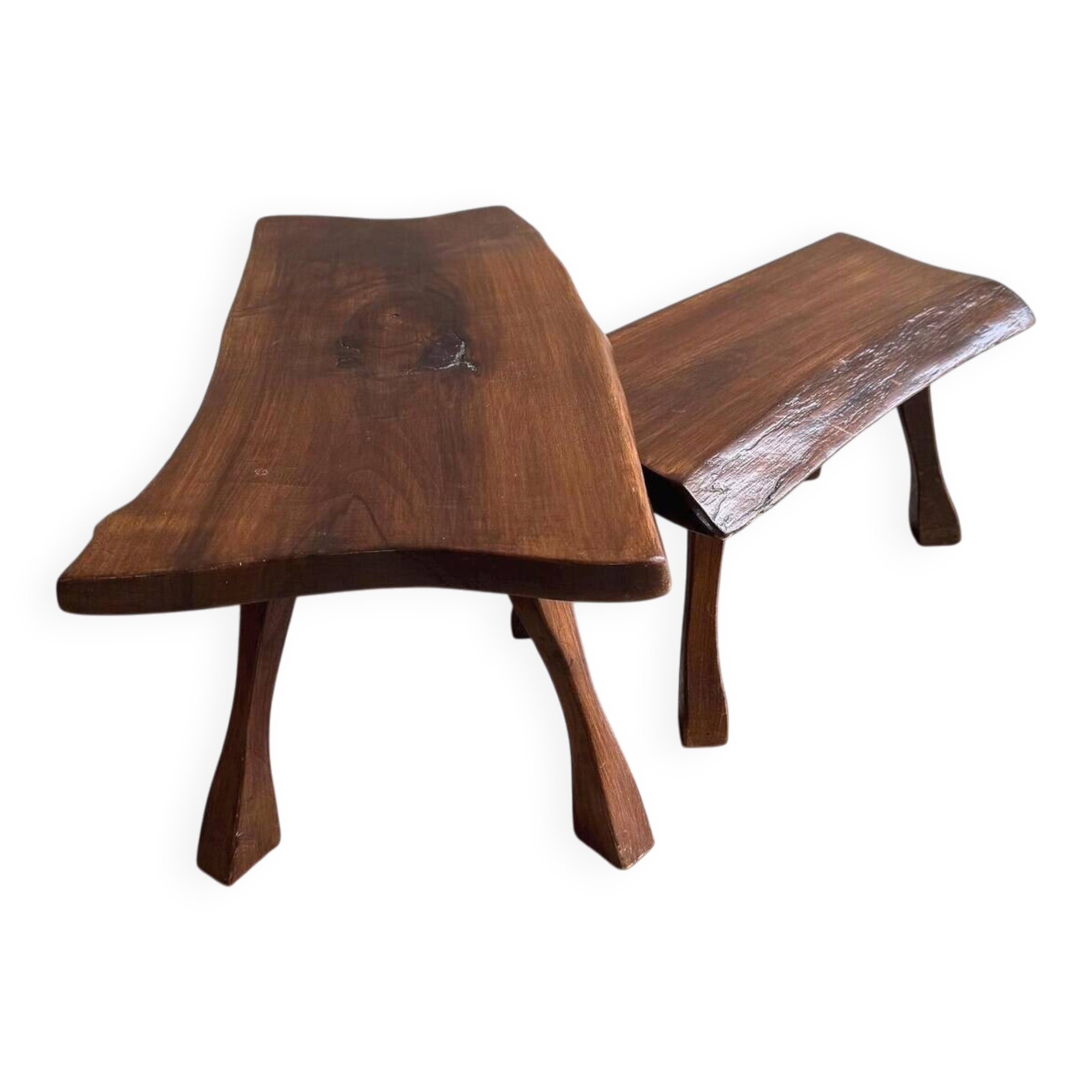 Set of 2 vintage tree trunk side tables
