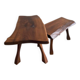 Set of 2 vintage tree trunk side tables