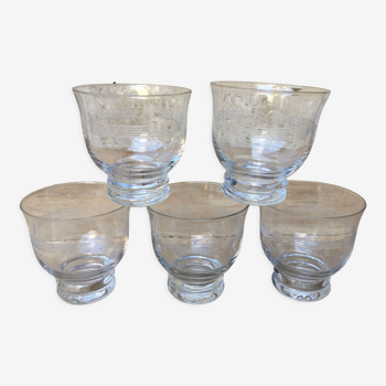 5 engraved glass shot glasses
