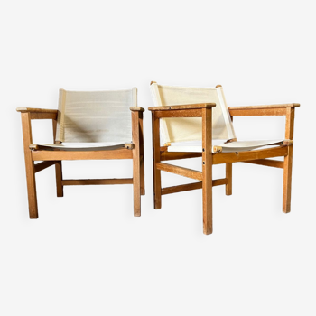 Paire de fauteuils en tissu et pin par Ikea 1990