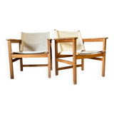 Pair of fabric and pine armchairs by Ikea 1990