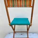 Folding fisherman's chair in wood and fabric
