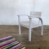 Vintage white children's chair, light grey 1950