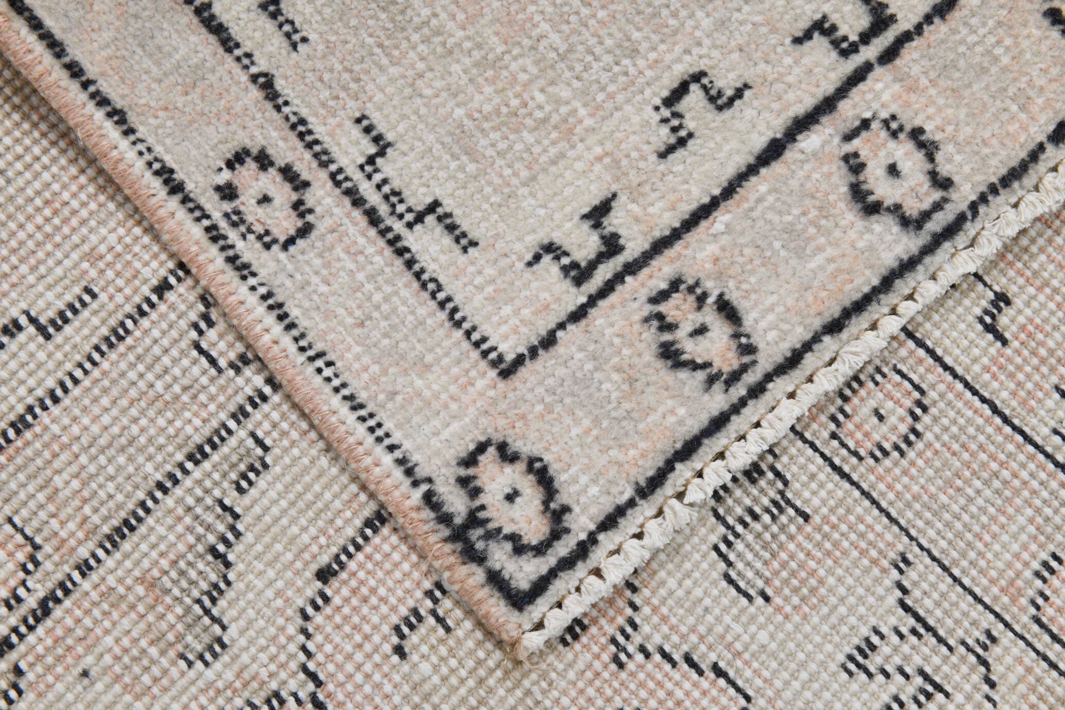 7x10 Large Pink & Beige Madallion Pattern Turkish Rug, 209x305Cm