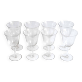 8 chiseled stemmed wine glasses