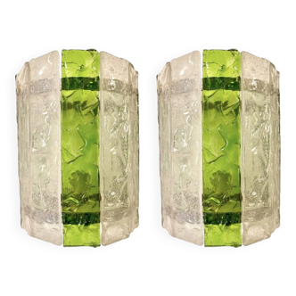 Pair of Murano glass wall lights Abano Poli by Poliarte, Italy 1970