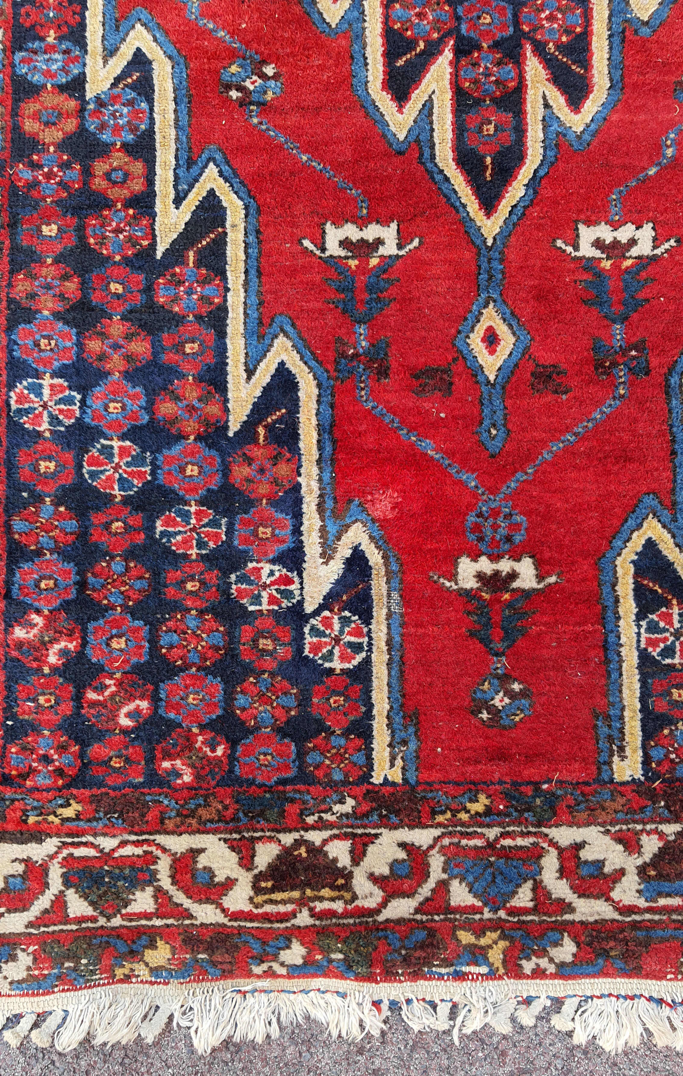 Antique handmade wool carpet, Mazlagan Iran 194 cm