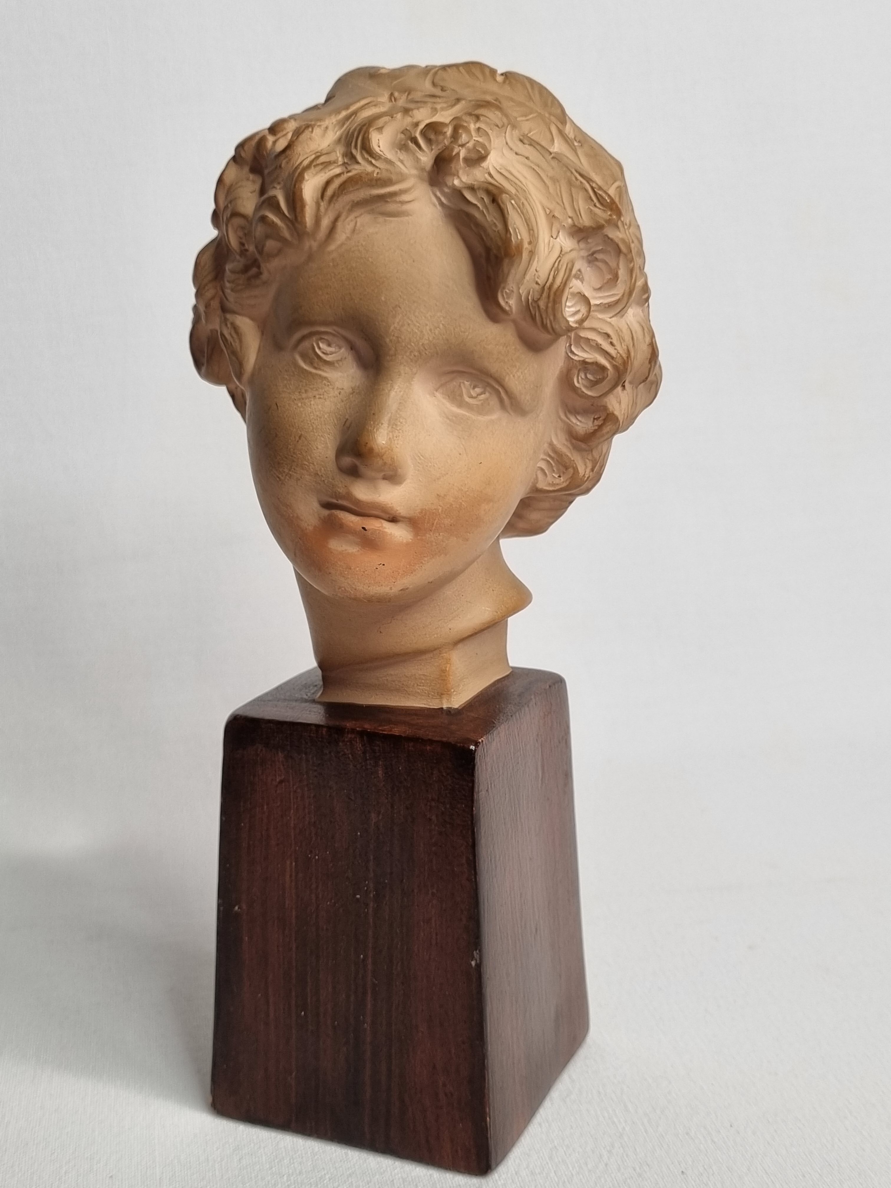 Bust of Bacchus child in patinated terracotta, 21 cm