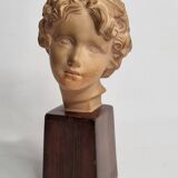 Bust of Bacchus child in patinated terracotta, 21 cm