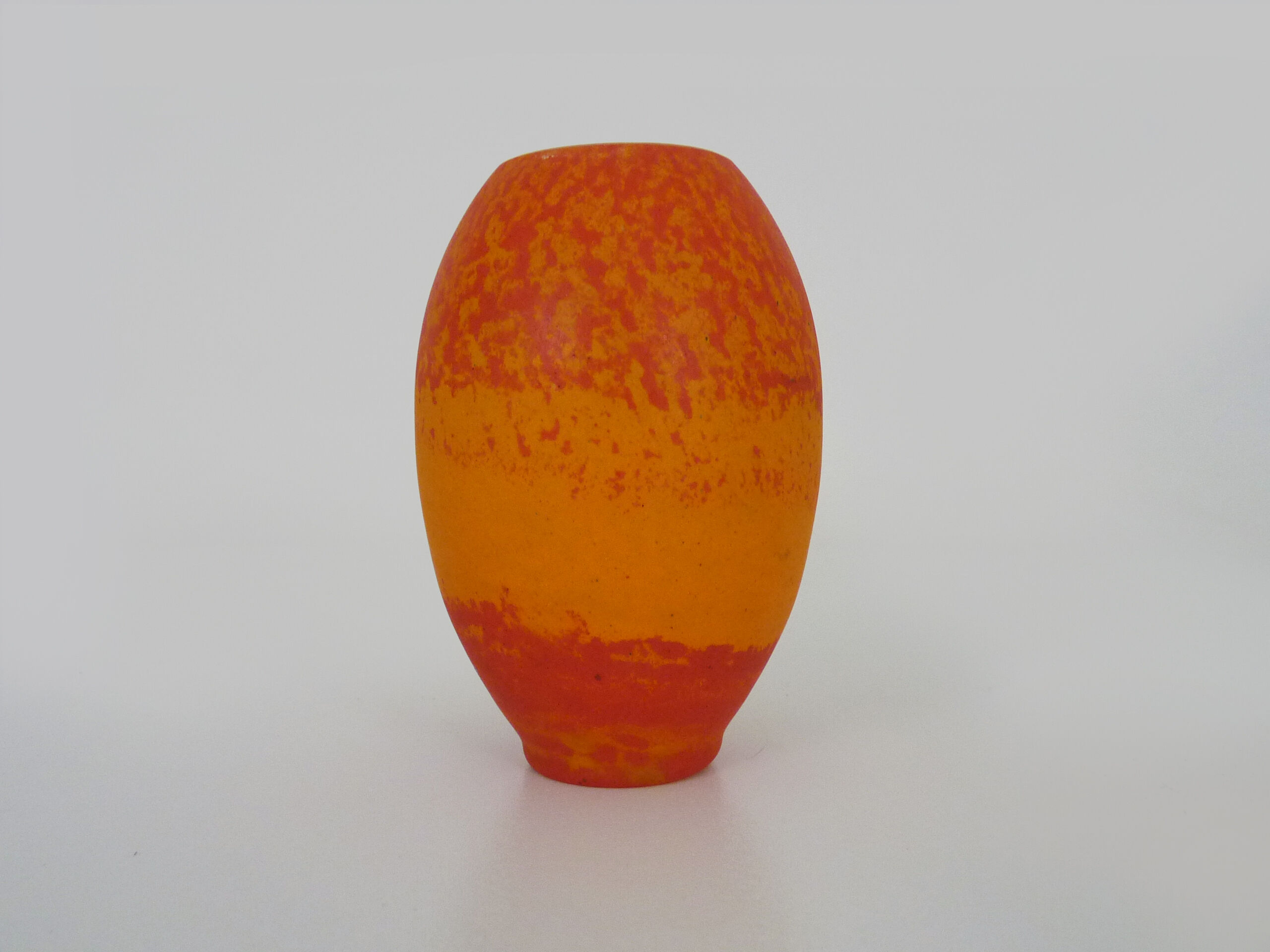 Ovoid Art Nouveau vase with annular neck VAL orange glass paste, Daum Nancy