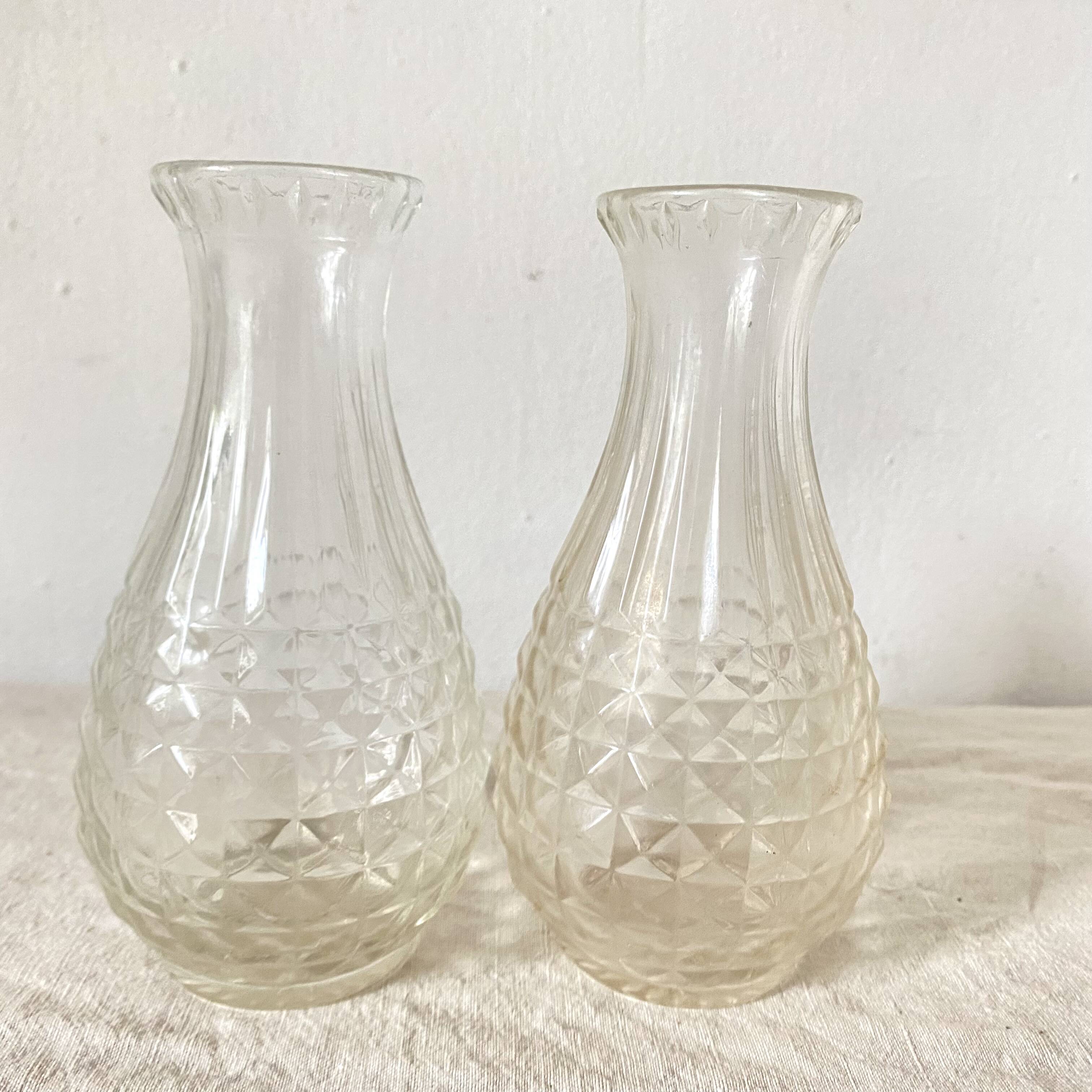 Pair of molded glass vases, 1950s