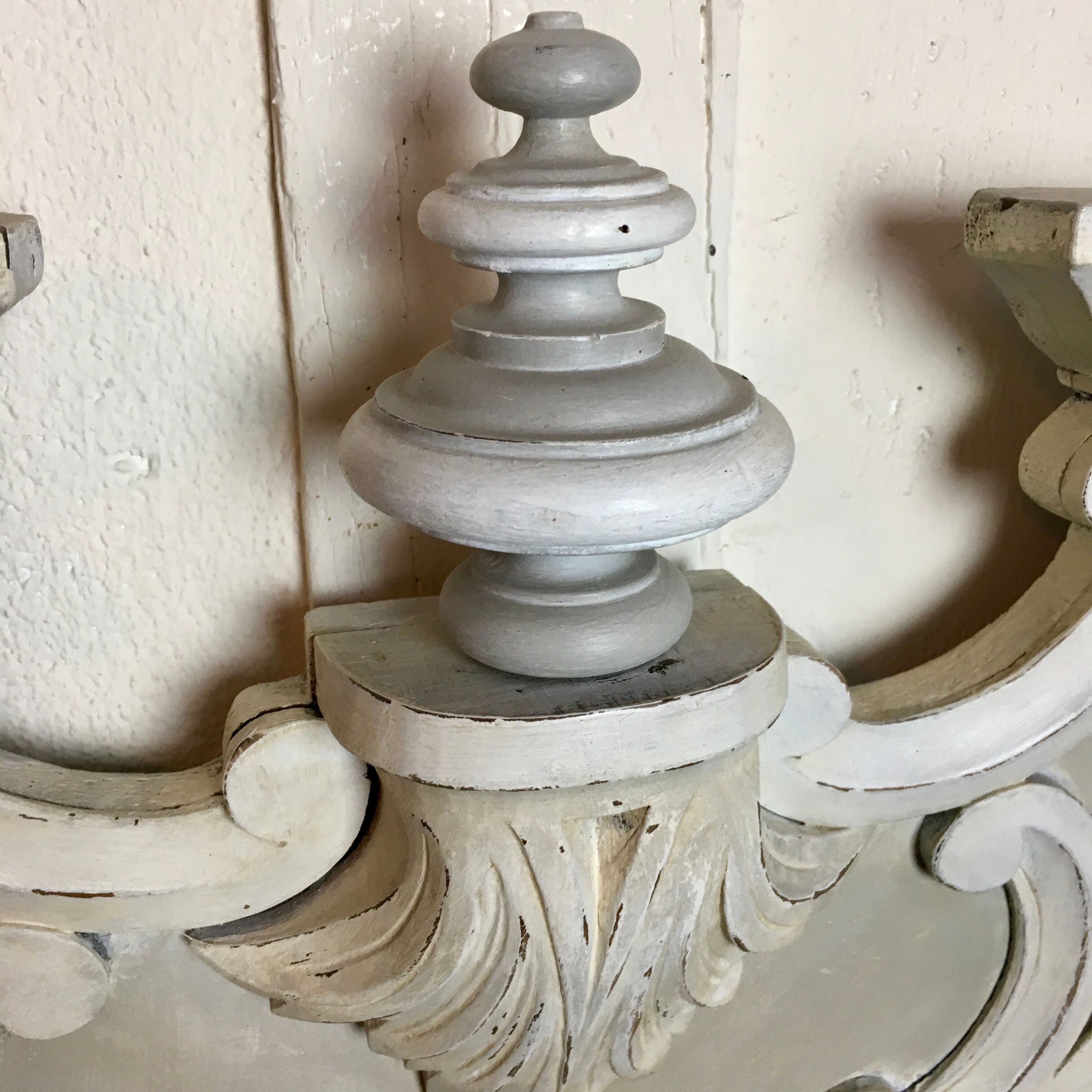 Old patinated gray pediment