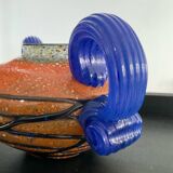 Vintage glass paste vase with handles