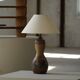 Terracotta table lamp, Art Nouveau, L. Hjorth, Bornholm, Denmark, 1930s