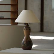Terracotta table lamp, Art Nouveau, L. Hjorth, Bornholm, Denmark, 1930s