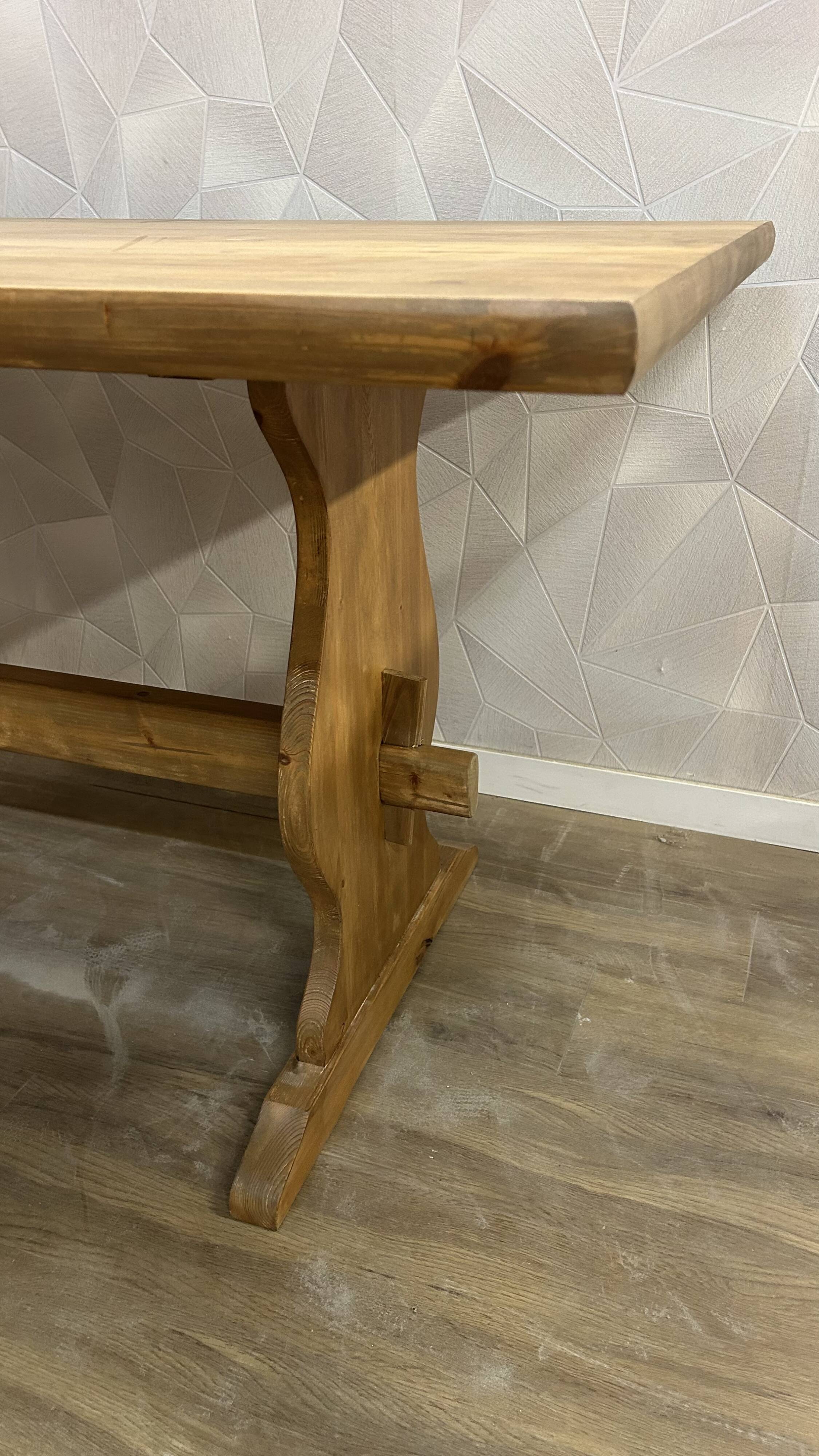 Oak stained monastery farmhouse table