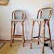 Vintage Gaty bar stools in two-tone rattan and caning.