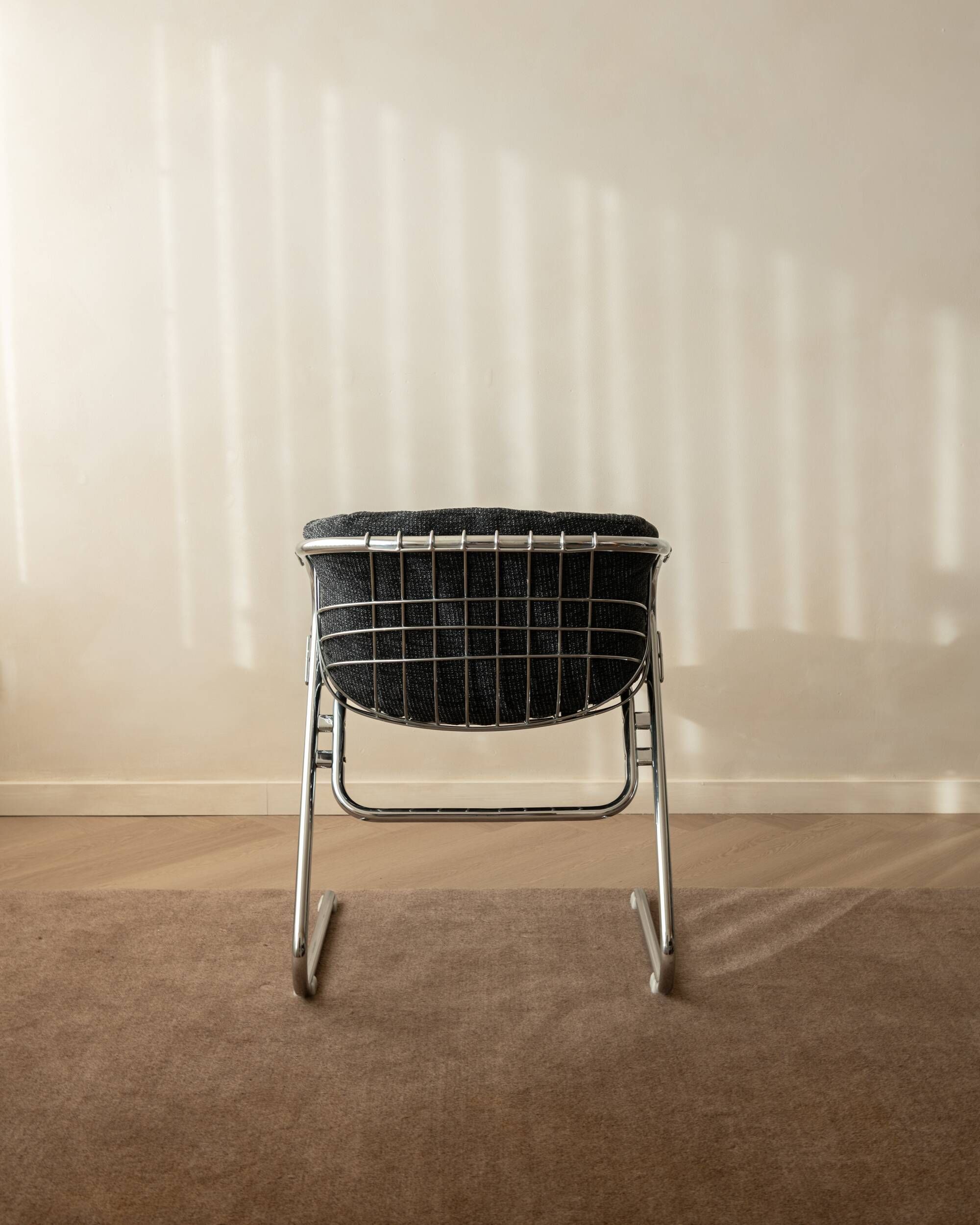 Italian Chrome Flynn Dining Chairs Gastone Rinaldi Thema, 1970s, Set of 4