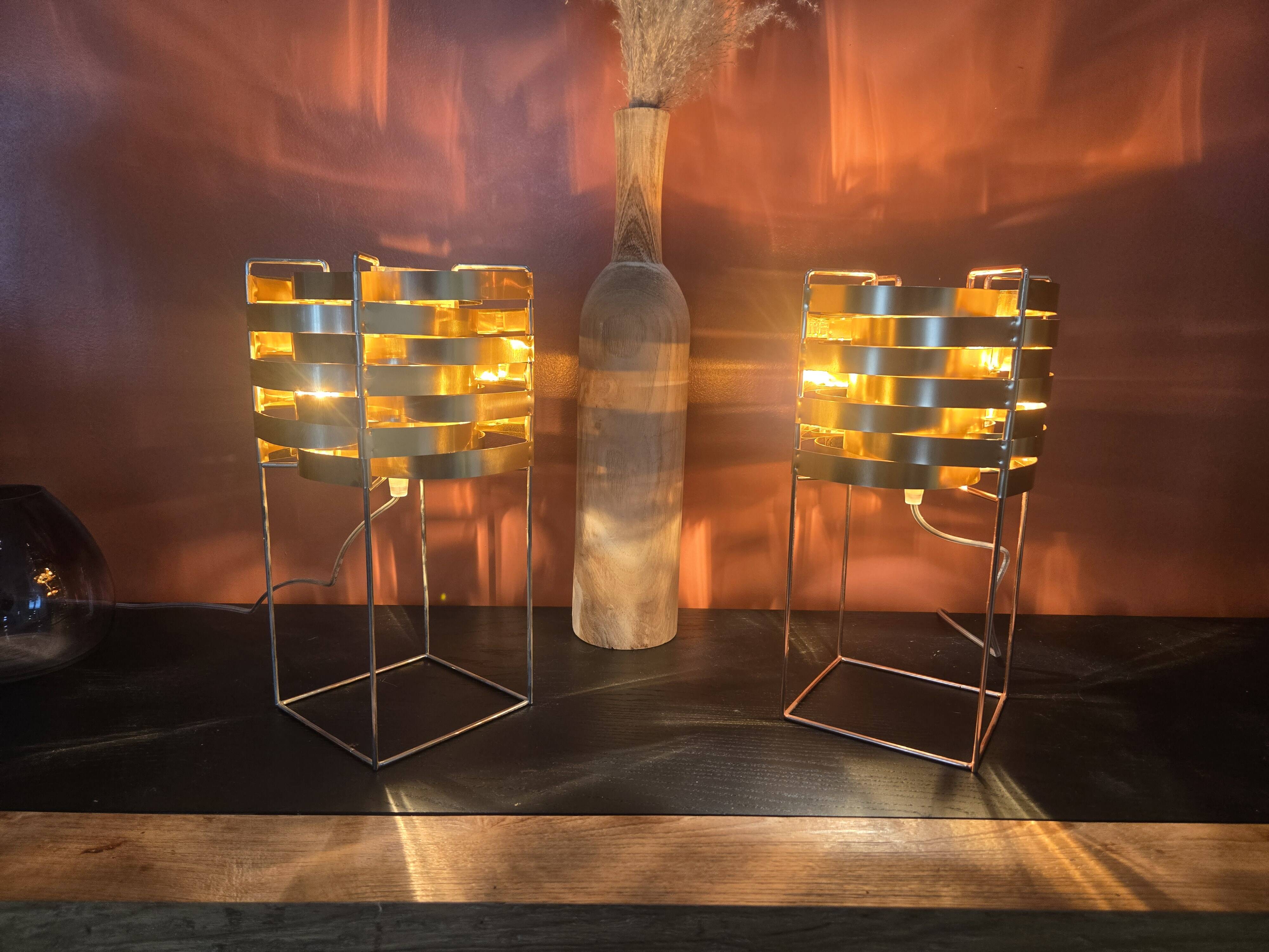 Pair of lamps max sauzé – ekilux – vintage design metal brass