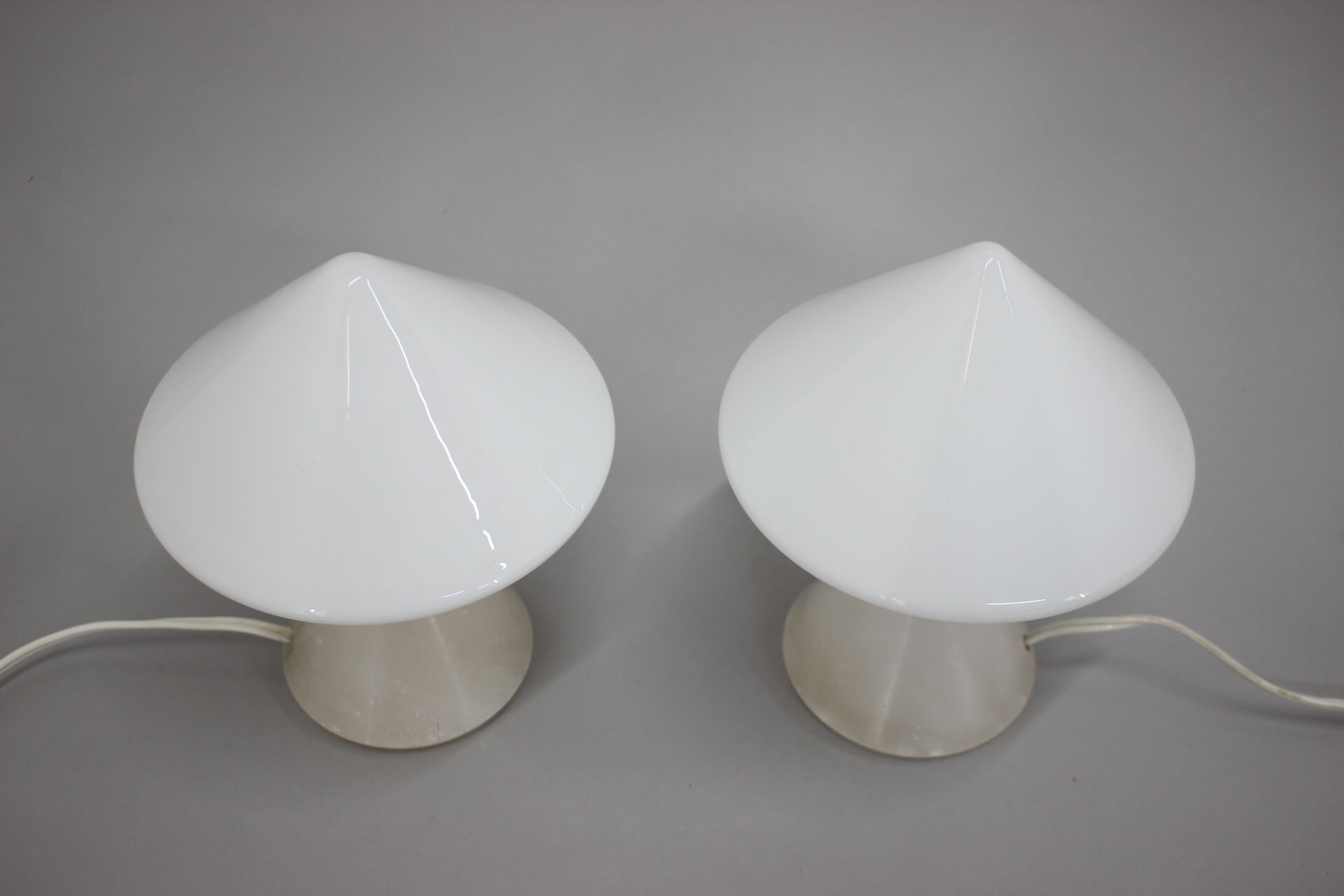 1940s pair of unique art deco table lamps with alabaster base ,czechoslovakia