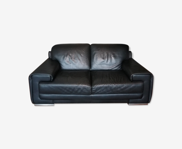 Natuzzi 2 Seater Black Leather Sofa Selency Natuzzi 2 Seater Black Leather Sofa, Nazzuri Leather Sofas