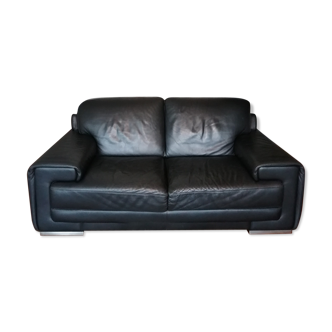 Natuzzi 2-seater black leather sofa