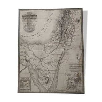 Grande carte d'atlas 1834 palestine & arabie petree d'andriveau-goujon, histoire des hébreux, plan