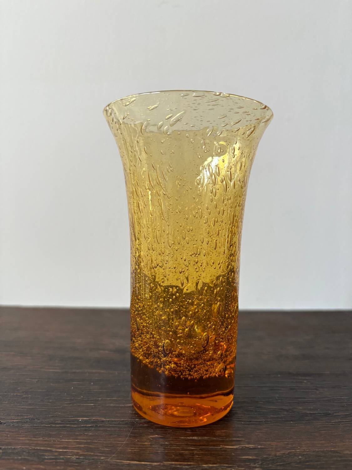 Orange bubble glass vase from the 60s