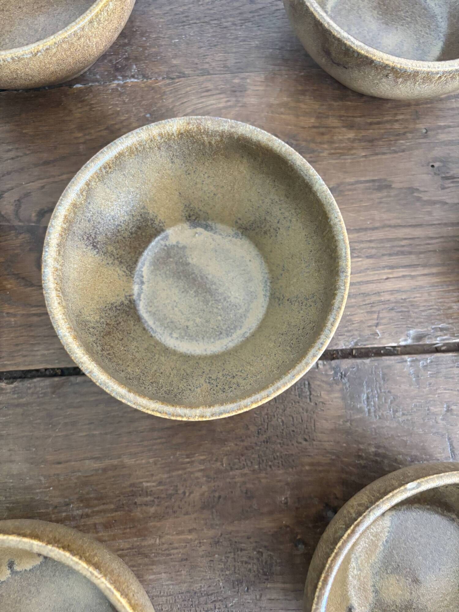 Set of 7 brown stoneware bowls from Digoin.