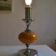 Vintage lamp base yellow and chrome metal circa 1970