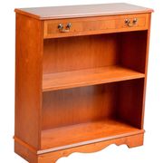 Pair of light walnut bookshelves with inlays and adjustable shelves.